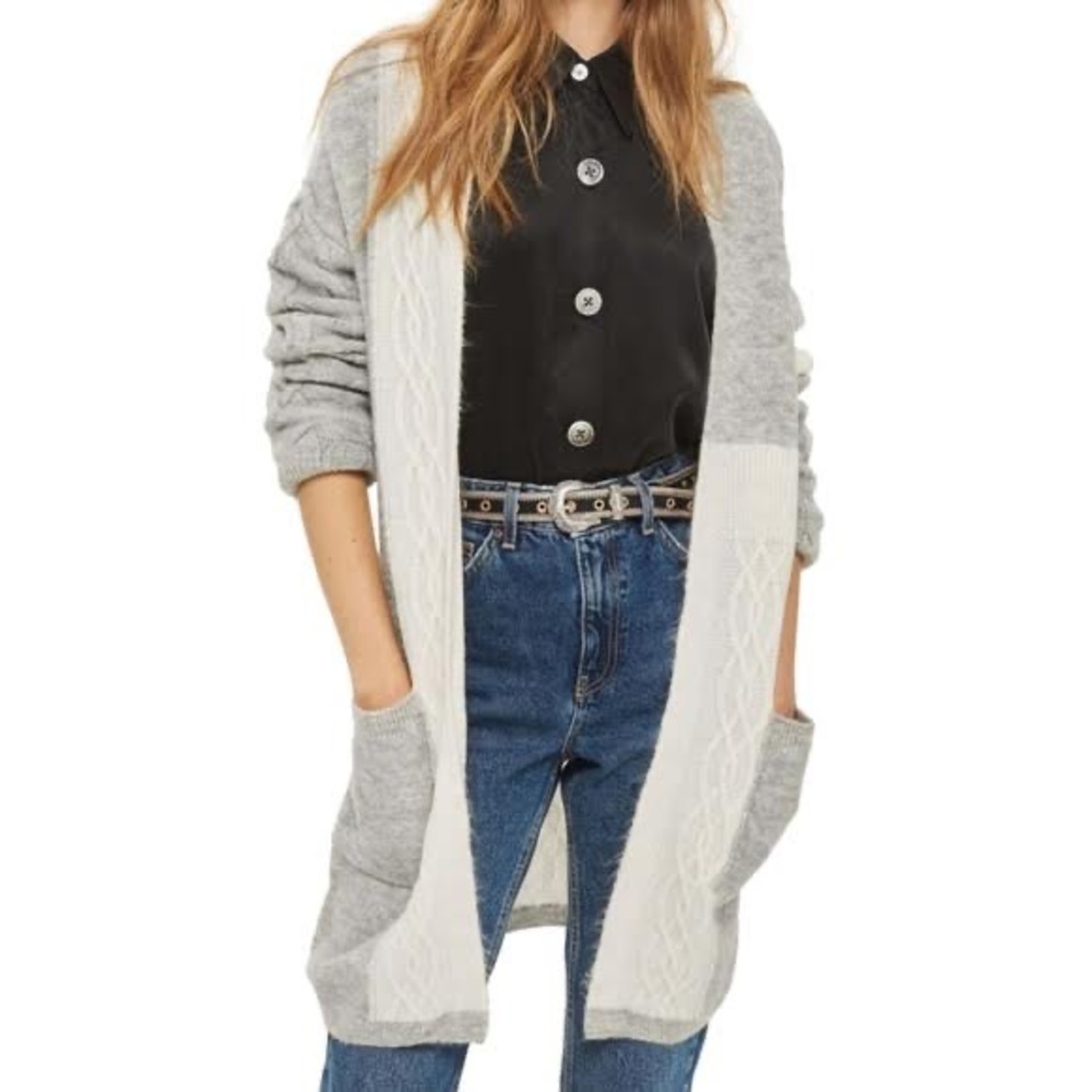 Topshop Cable Patchwork Cardigan - image 1